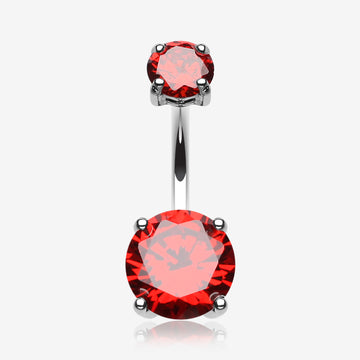 Brilliant Gem Sparkle Belly Ring-Red